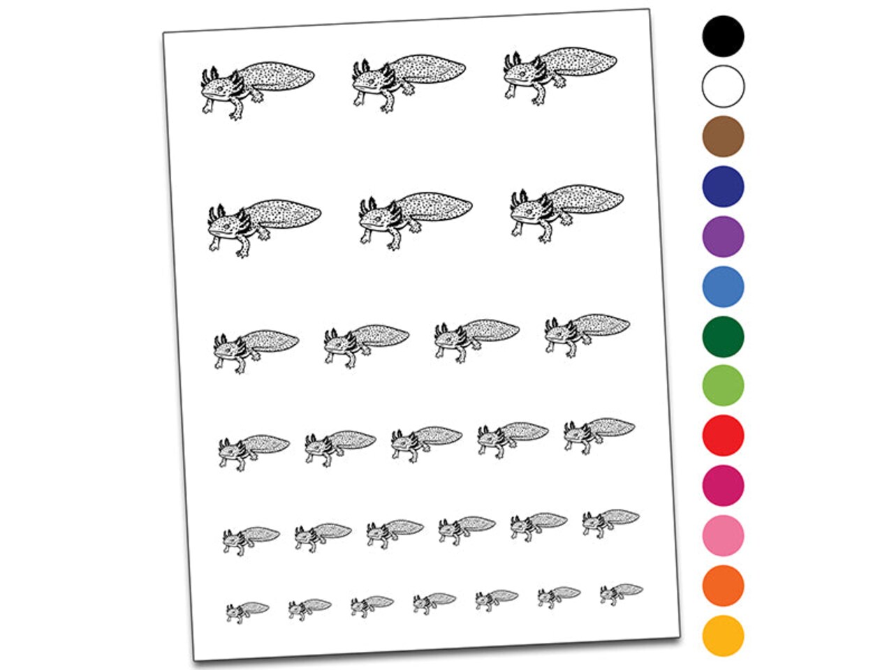 Realistic Spotted Axolotl Mexican Amphibian Temporary Tattoo Water Resistant Fake Body Art Set Collection